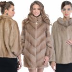 Fashionable beige fur coats